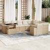 vidaXL 10-delige Loungeset met kussens poly rattan beige