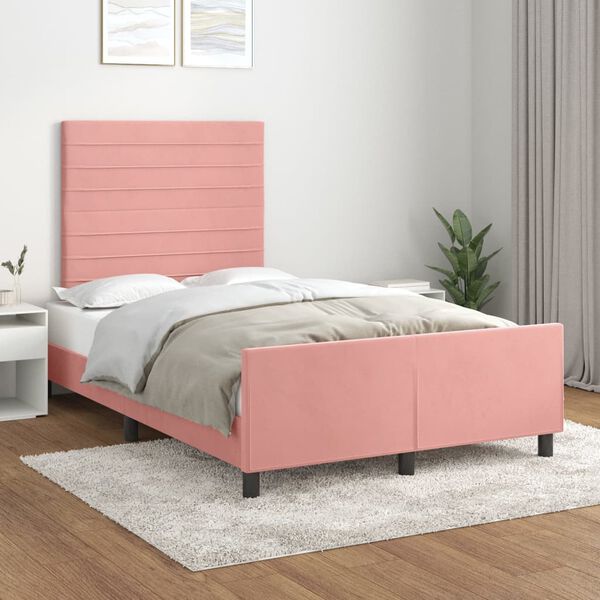 vidaXL Bedframe zonder matras 120x190 cm fluweel roze
