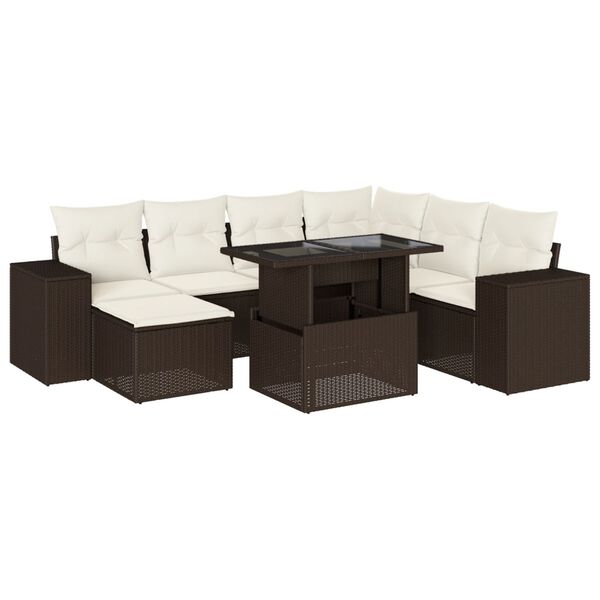 vidaXL 8-delige Loungeset met kussens poly rattan bruin