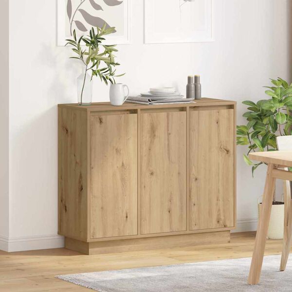 vidaXL LED Sideboard Artisan Eiken 90 x 32 x 75 cm Bewerkt hout