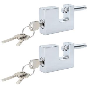vidaXL Hangslot 2 pcs Zilver 7,9 x 5 x 1,9 cm IJzer