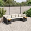 vidaXL 7-delige Loungeset met kussens poly rattan zwart