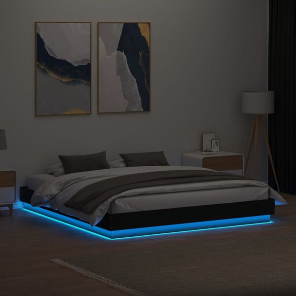 vidaXL Bedframe met LED-verlichting zwart 180x200 cm