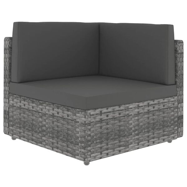 vidaXL 9-delige Loungeset met kussens poly rattan grijs