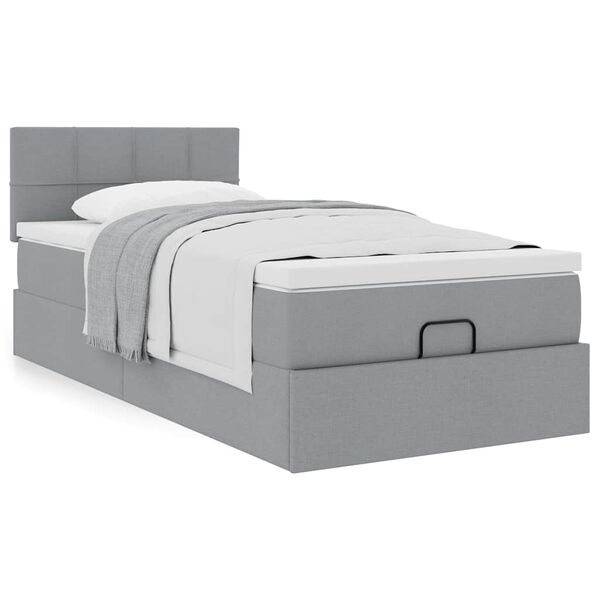 vidaXL Ottoman bed met matras 80x200cm stof lichtgrijs