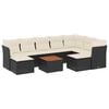 vidaXL 10-delige Loungeset met kussens poly rattan zwart