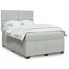 vidaXL Boxspring met matras fluweel lichtgrijs 140x190 cm