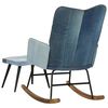 vidaXL Schommelstoel met voetensteun patchwork canvas blauw denim