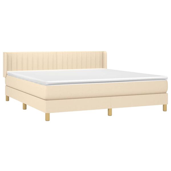 vidaXL Boxspring met matras stof cr&egrave;mekleurig 180x200 cm