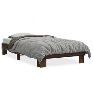 vidaXL Bedframe bewerkt hout en metaal bruin eikenkleurig 90x190 cm
