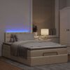 vidaXL Bed poef met matras en LED's 120x190 cm stof cr&egrave;mekleurig