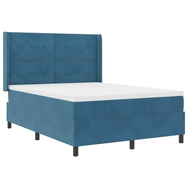 vidaXL Boxspringbed met hoofdeinde Blauw 140 x 200 cm Fluweel
