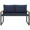 vidaXL Bank met kussen Grijs en Marineblauw 115 x 65 x 72 cm Rattan