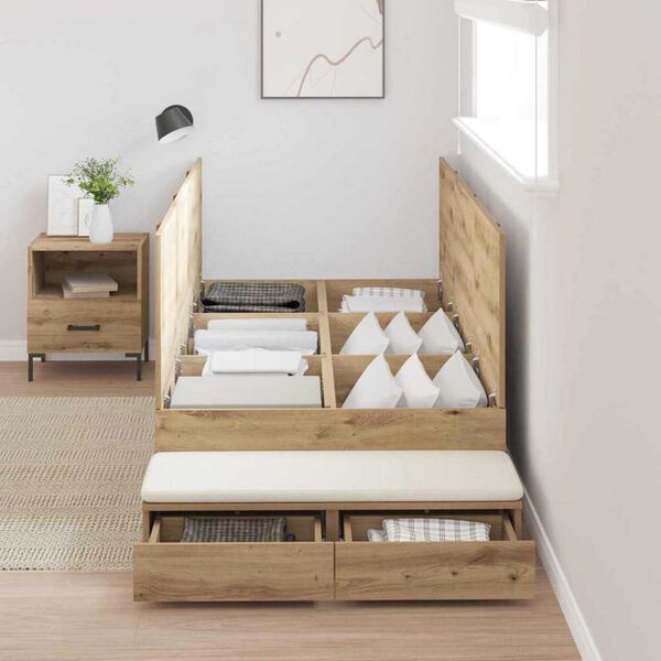 vidaXL Opbergbedframe artisanaal eikenkleurig 226,5 x 75 x 31,5 cm