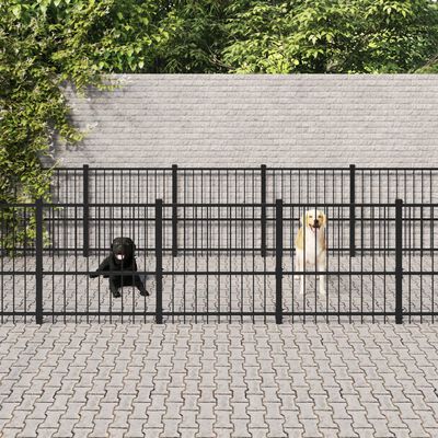 vidaXL Hondenkennel voor buiten 28,23 m² staal