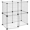 vidaXL Huisdierenkooi met deur 12 panelen 70x35x70 cm staal zwart