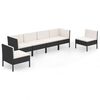 vidaXL 6-delige Loungeset met kussens poly rattan zwart