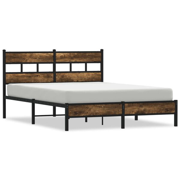 vidaXL Bedframe met hoofdbord zonder matras sonoma eiken 150x200 cm