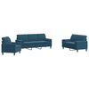 vidaXL 3-delige Loungeset met kussens en bolsters fluweel blauw