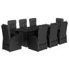 vidaXL 9-delige Tuinset poly rattan zwart