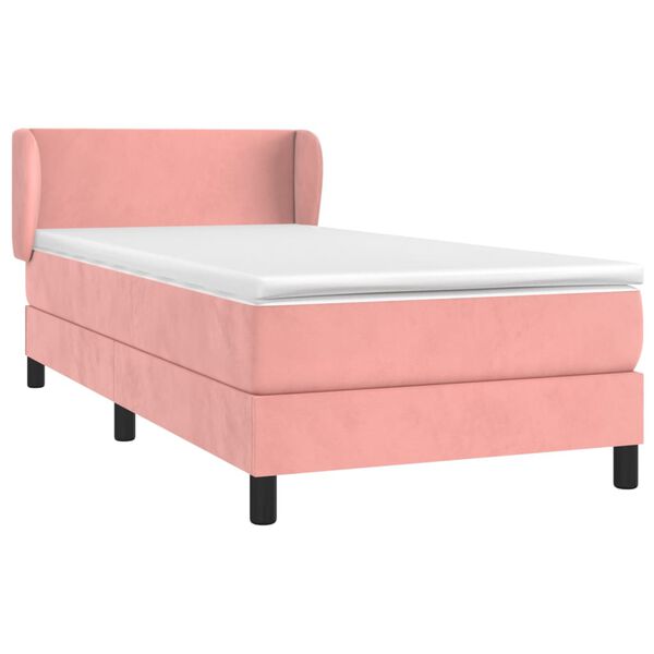 vidaXL Boxspring met matras fluweel roze 100x200 cm