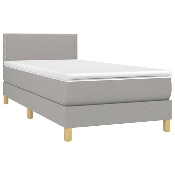 vidaXL Boxspring met matras en LED stof lichtgrijs 80x200 cm
