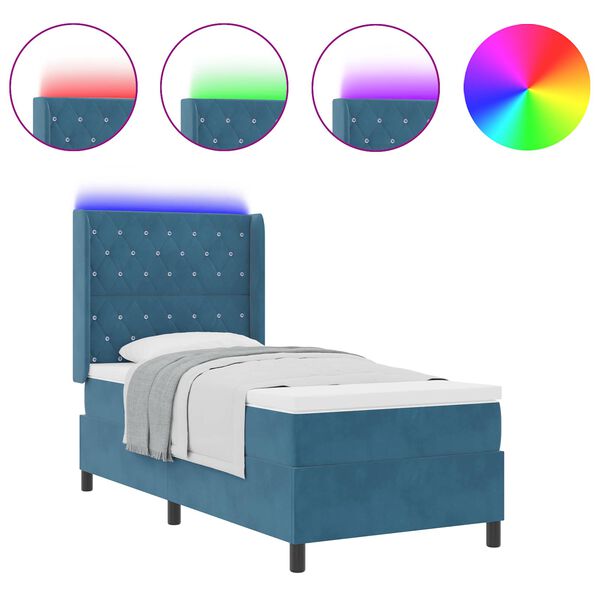 vidaXL Boxspringbed met matras Blauw 90 x 190 cm Fluweel