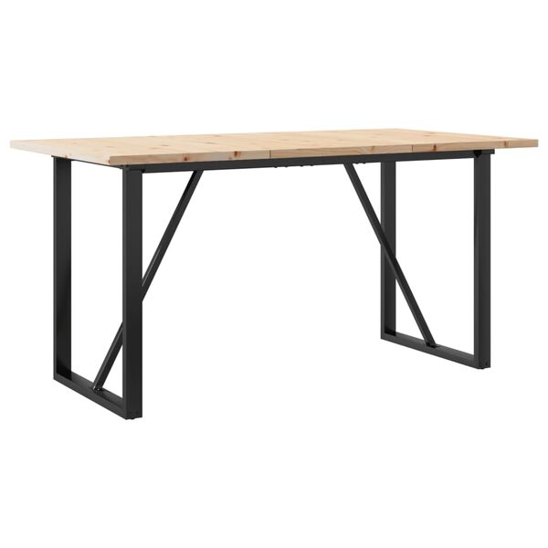 vidaXL Eettafel O-frame 140x80x75,5 cm massief grenenhout en staal