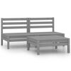 vidaXL 3-delige Loungeset massief grenenhout grijs