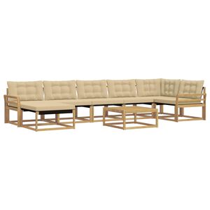 vidaXL Buiten bankenset 8 st Wit en Beige Massief Acaciahout