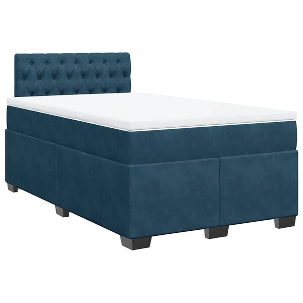 vidaXL Boxspring met matras fluweel blauw 120x200 cm