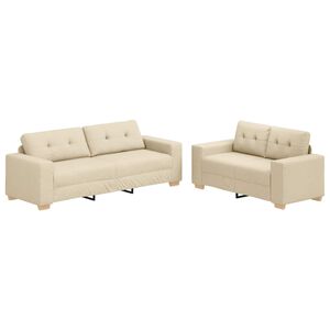 vidaXL Bank 2 st Cr&egrave;me Linnenmix Stoffen
