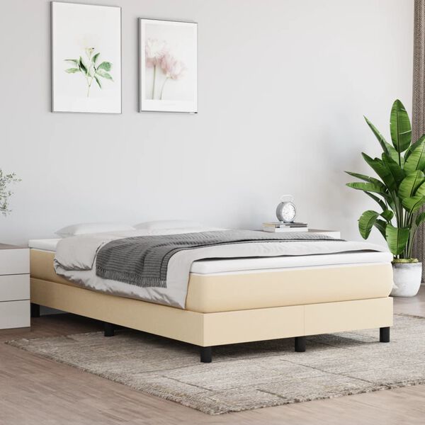 vidaXL Boxspring bed 120x200 cm stof cr&egrave;mekleurig