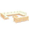 vidaXL 14-delige Loungeset met cr&egrave;mekleurige kussens grenenhout