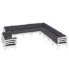 vidaXL 11-delige Loungeset met kussens massief grenenhout wit