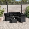 vidaXL 6-delige Loungeset met kussens poly rattan zwart