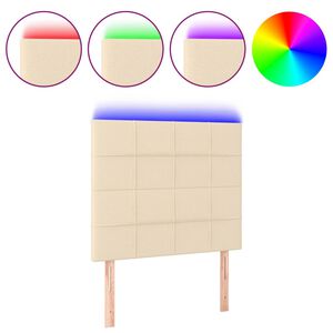 vidaXL Hoofdbord LED 90x5x118/128 cm stof cr&egrave;mekleurig