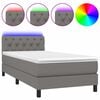 vidaXL Boxspring met matras en LED stof donkergrijs 80x200 cm