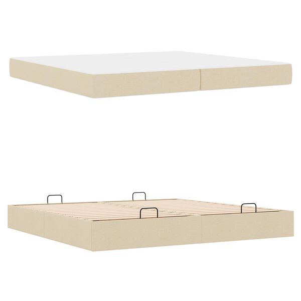 vidaXL Bedframe met matras met matras 2 pcs Cr&egrave;me Stof