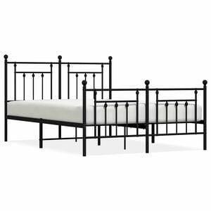 vidaXL Bedframe met hoofd- en voeteneinde metaal zwart 150x200 cm