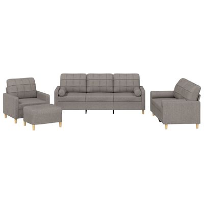 vidaXL 4-delige Loungeset met kussens stof taupe