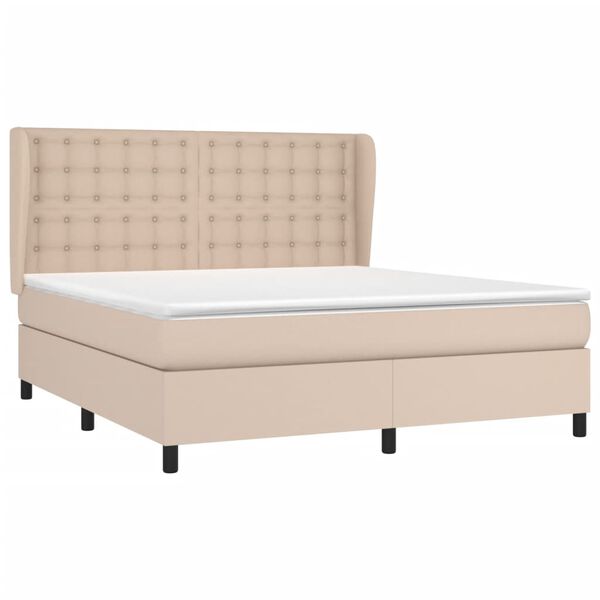 vidaXL Boxspring met matras kunstleer cappuccinokleurig 160x200 cm