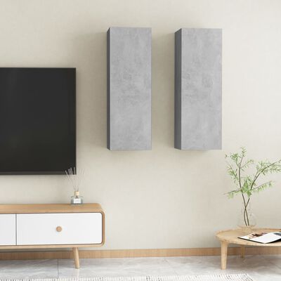 vidaXL Tv-meubels 2 st 30,5x30x90 cm bewerkt hout betongrijs