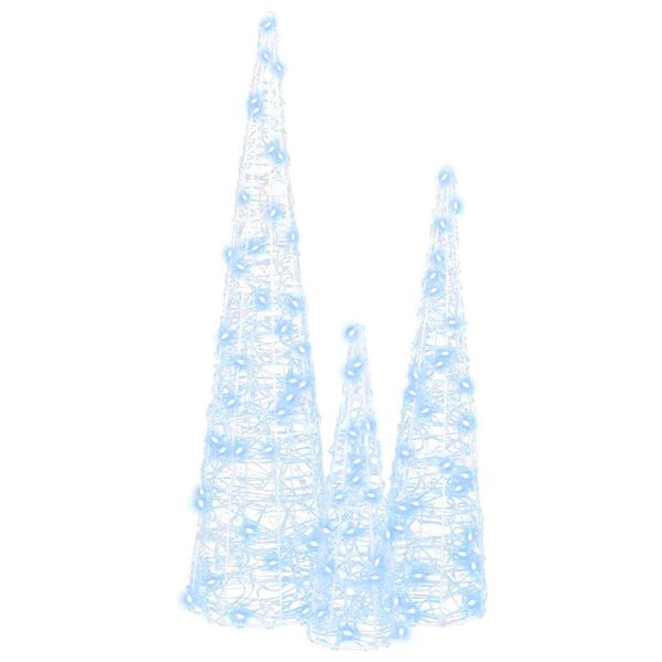 vidaXL Kerstboom met 90 LED 3 pcs Koudwit 20 x 20 x 80 cm Acryl