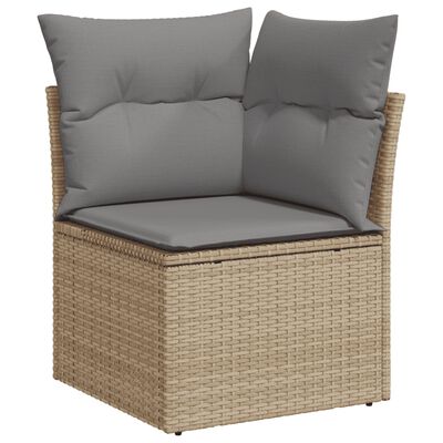 vidaXL 9-delige Loungeset met kussens poly rattan beige