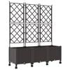 vidaXL Tuinplantbak met schutting en wielen 3 st Bruin PP