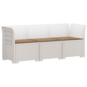 vidaXL 3-zits tuinbank met kussens in rattanlook PP Wit