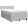 vidaXL Boxspring met matras fluweel lichtgrijs 140x190 cm