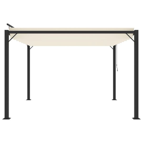 vidaXL Prieel met lamellendak 3x3 m stof en aluminium crèmekleurig