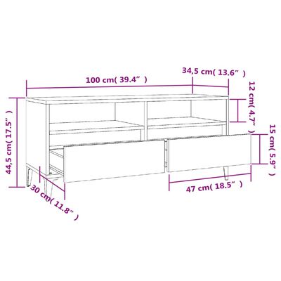 vidaXL Tv-meubel 100x34,5x44,5 cm bewerkt hout betongrijs